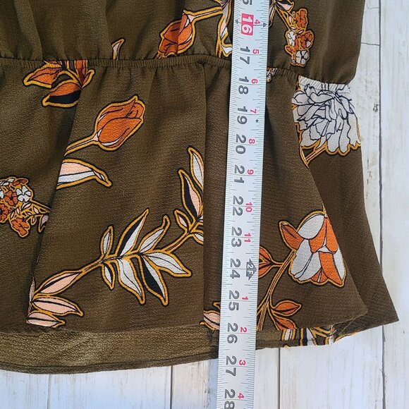 Buckle Willow & Root Blouse Open Back Long Sleeve Peplum Boho Ruffled L Brown - Picture 6 of 9